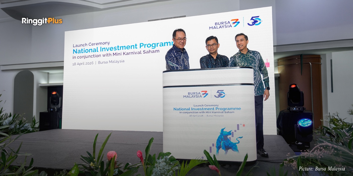 Bursa Malaysia leaders officiating the National Investment Programme launch ceremony on 18 April 2026 at Bursa Malaysia, in conjunction with Mini Karnival Saham.